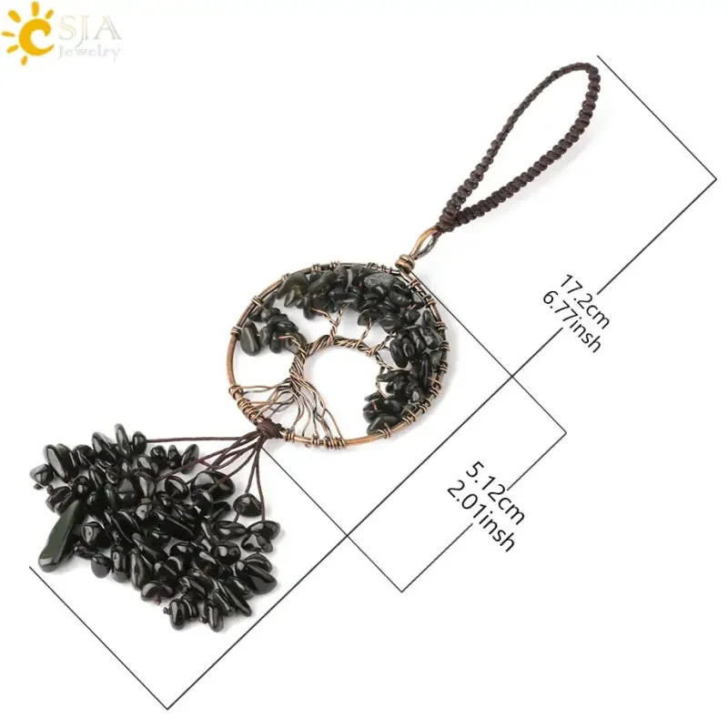 Porte clé Arbre de vie en obsidienne