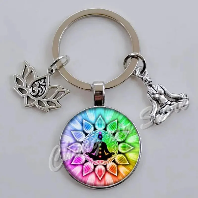 Porte clés 7 chakra en pierres