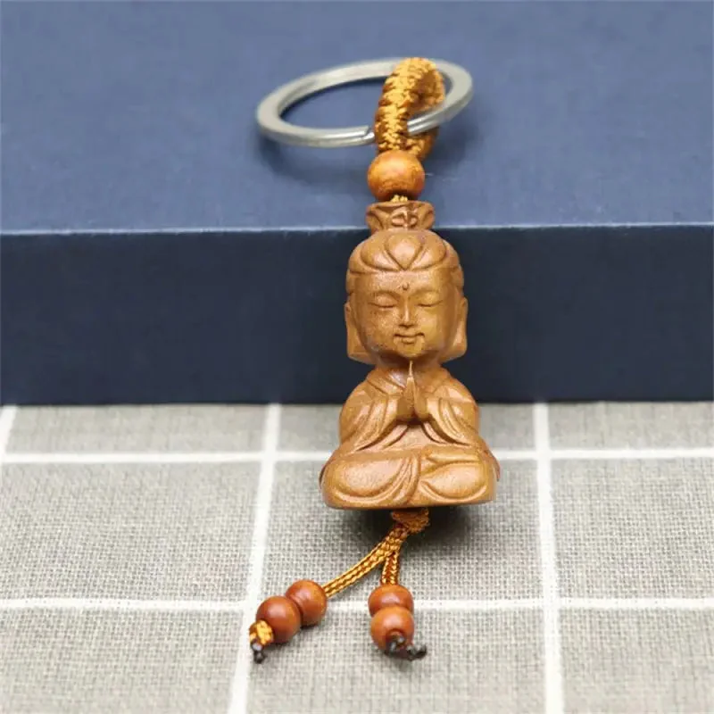Porte-clés Bouddha en bois