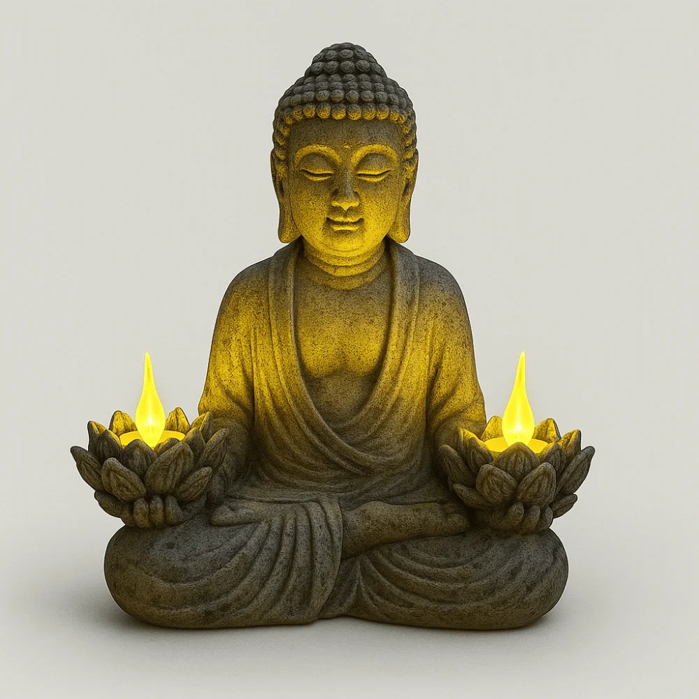 Statue Bouddha Solaire Éclairée