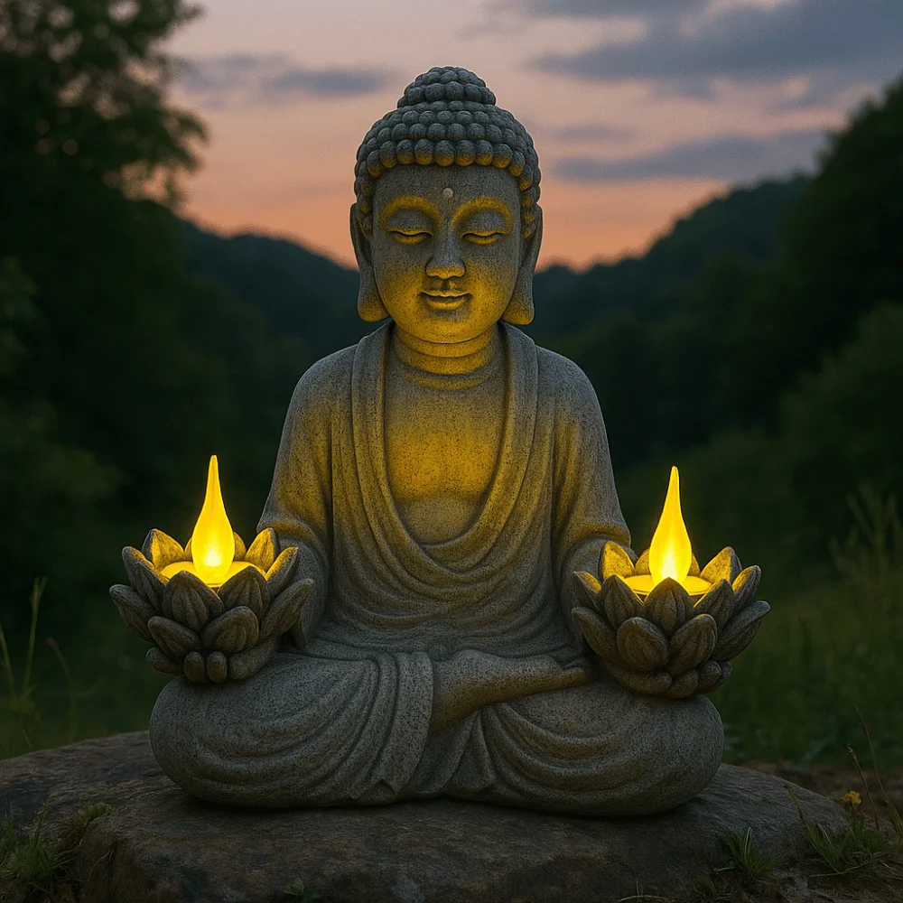 Ambiance Jardin Zen avec Statue Bouddha