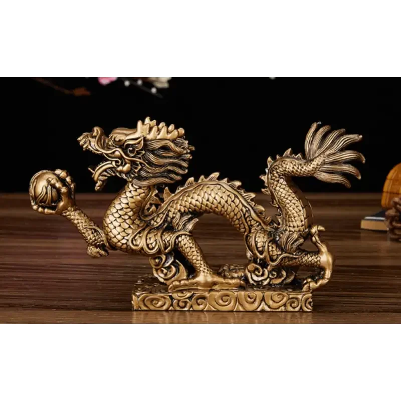 Statue Dragon Dorée en résine