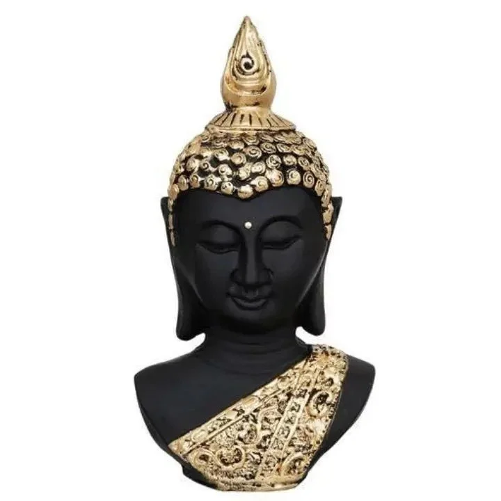Détails de la statue tête de Bouddha noir