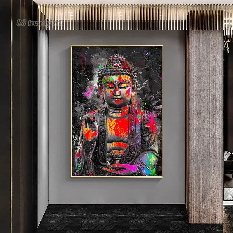 Tableau Bouddha Pop Art vibrant