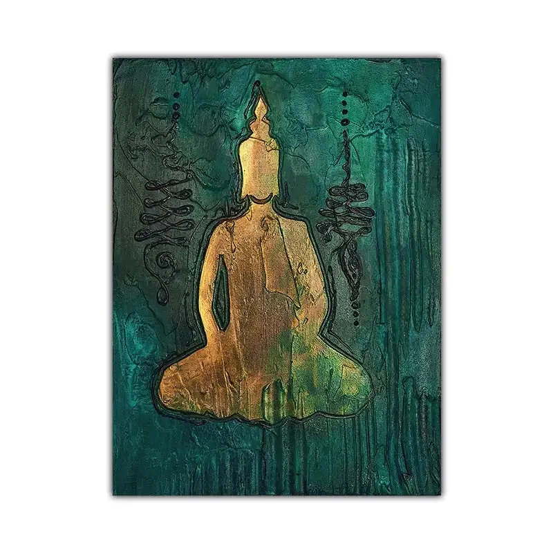 Détails du Tableau Bouddha Vert & Or