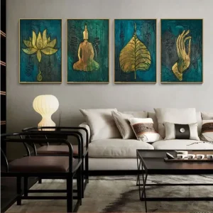 Tableau Bouddha Vert & Or