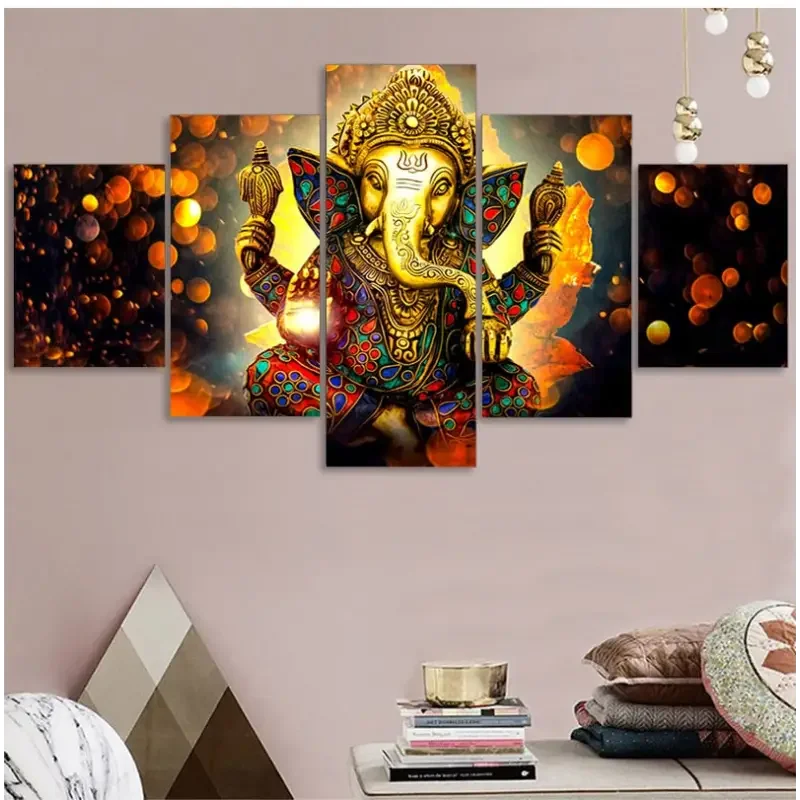Tableau Ganesh 5 pièces en détail