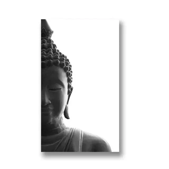 Tableau tête de bouddha noir et blanc