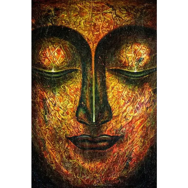 Tableau tête de bouddha Or