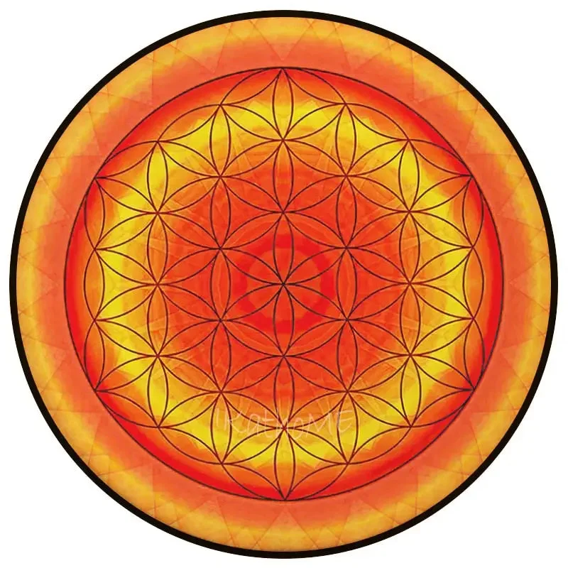 Tapis de méditation Fleur de vie Orange en usage